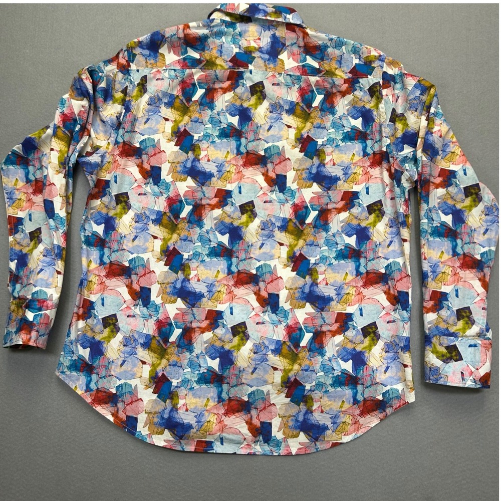 Robert Graham Mens L Classic Fit Abstract Watercolor Long Sleeve Button Up Shirt - Picture 8 of 9